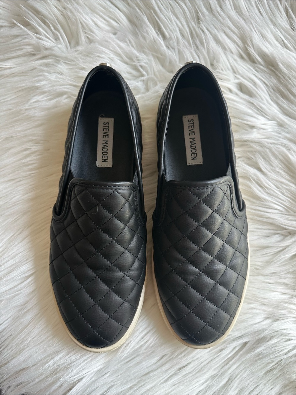 Steve Madden Black Quilted Slip-On Loafers
